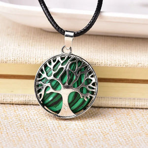 Natural Stone® - Natural stone tree of life necklace with pendulum - NaturJewels®
