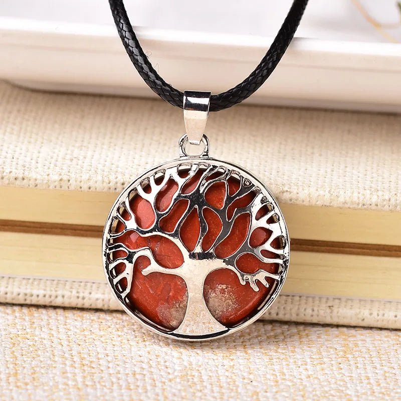 Natural Stone® - Natural stone tree of life necklace with pendulum - NaturJewels®