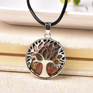 Natural Stone® - Natural stone tree of life necklace with pendulum - NaturJewels®