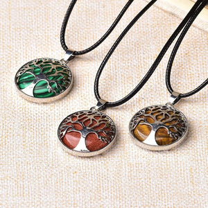 Natural Stone® - Natural stone tree of life necklace with pendulum - NaturJewels®