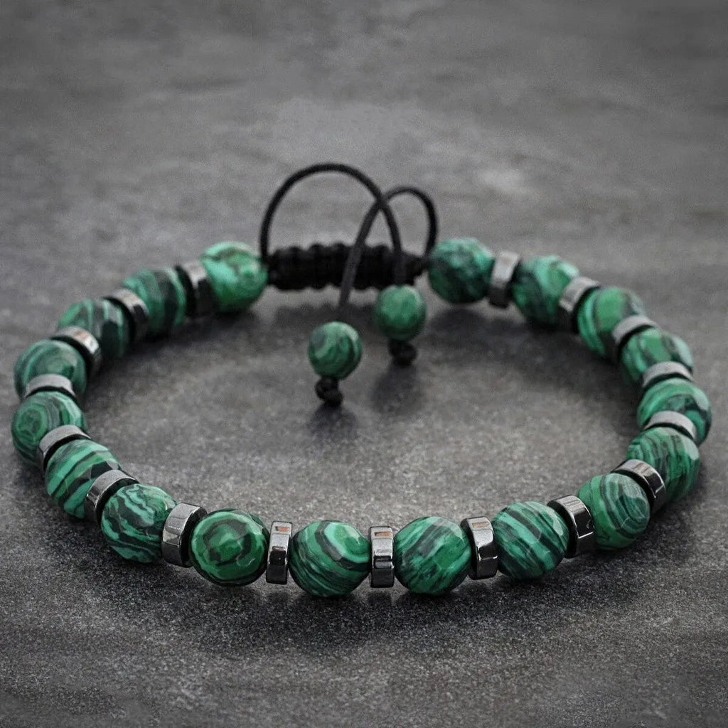 Natural Stones® - 4 Different types of Malachite bracelets with natural stone beads - NaturJewels®
