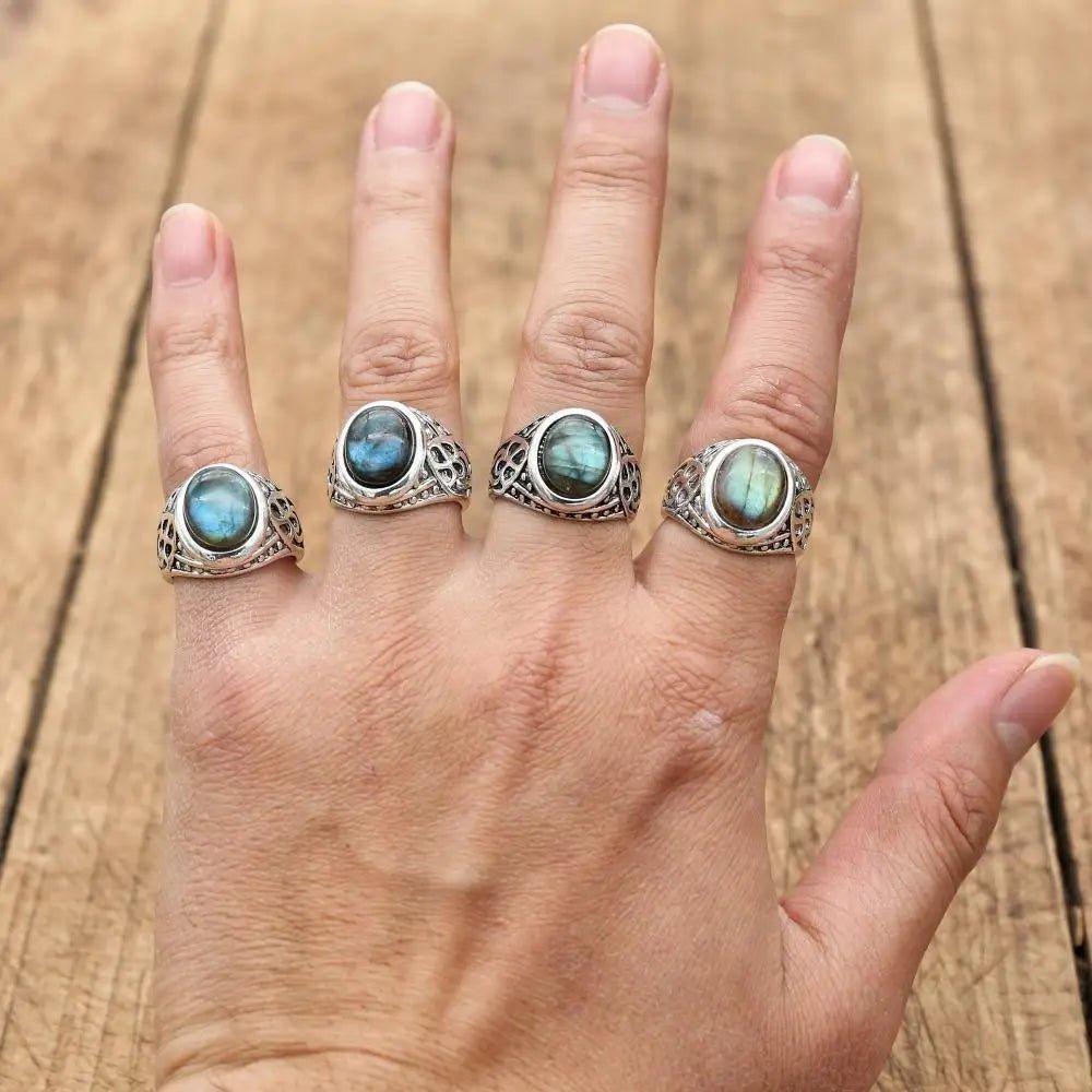 Vintage Natural labradorite ring for both men and women - 1 piece - NaturJewels®