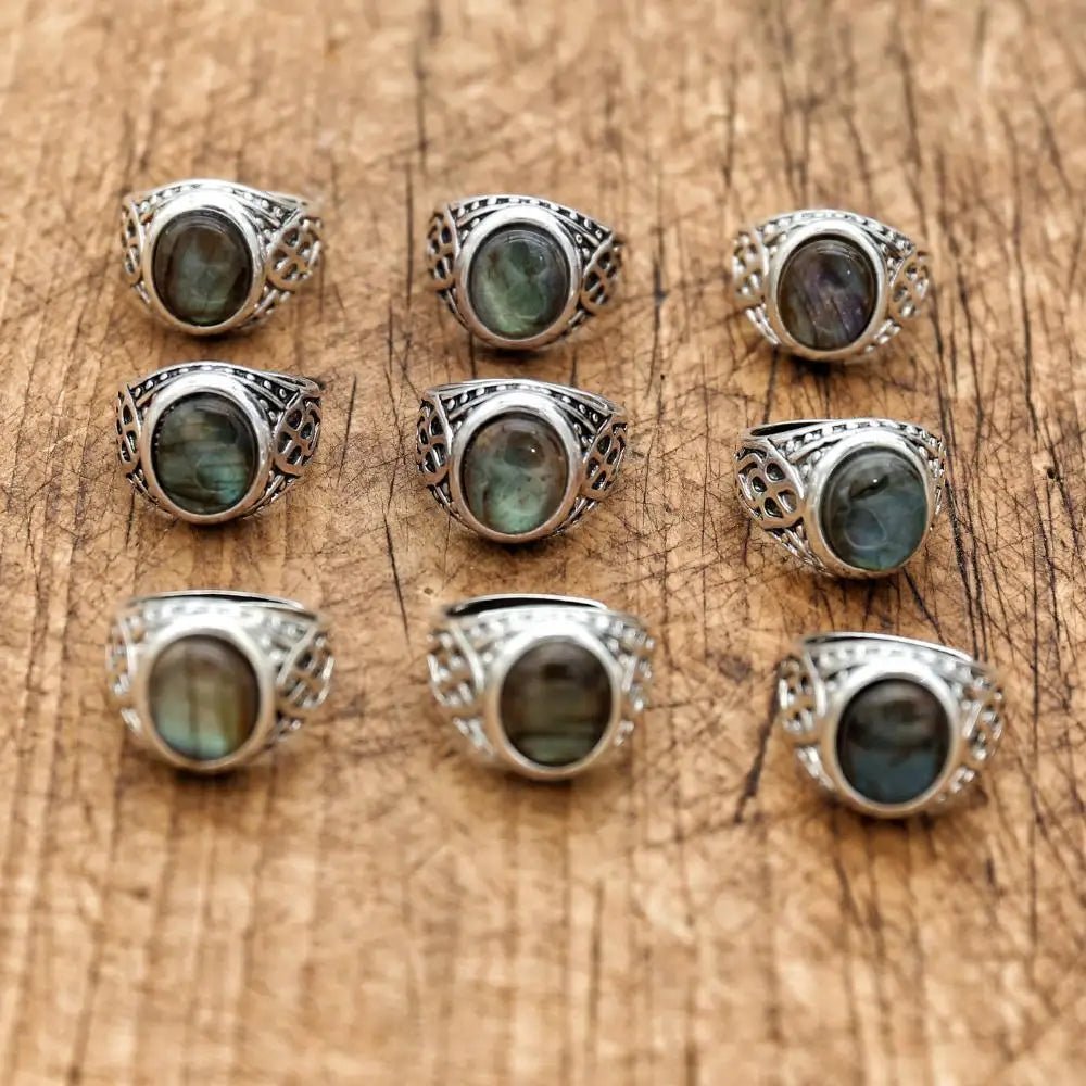 Vintage Natural labradorite ring for both men and women - 1 piece - NaturJewels®