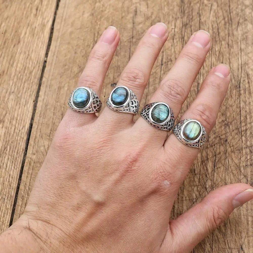 Vintage Natural labradorite ring for both men and women - 1 piece - NaturJewels®