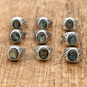 Vintage Natural labradorite ring for both men and women - 1 piece - NaturJewels®