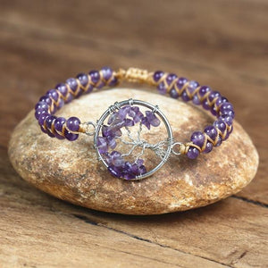 Tree Life® - Purple Crystal Handmade Charm Bracelet - NaturJewels®