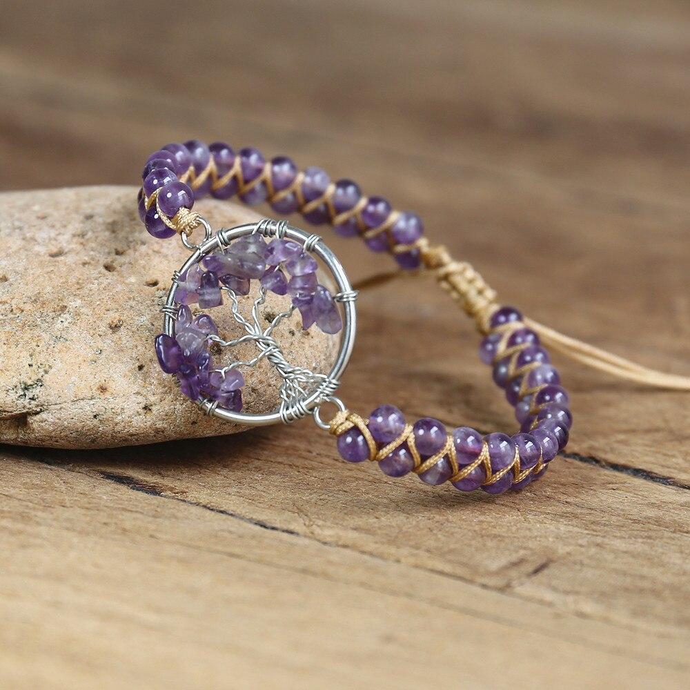 Tree Life® - Purple Crystal Handmade Charm Bracelet - NaturJewels®